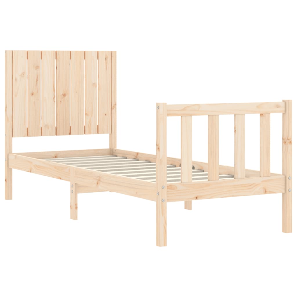 vidaXL Estructura de cama individual con cabecero madera maciza