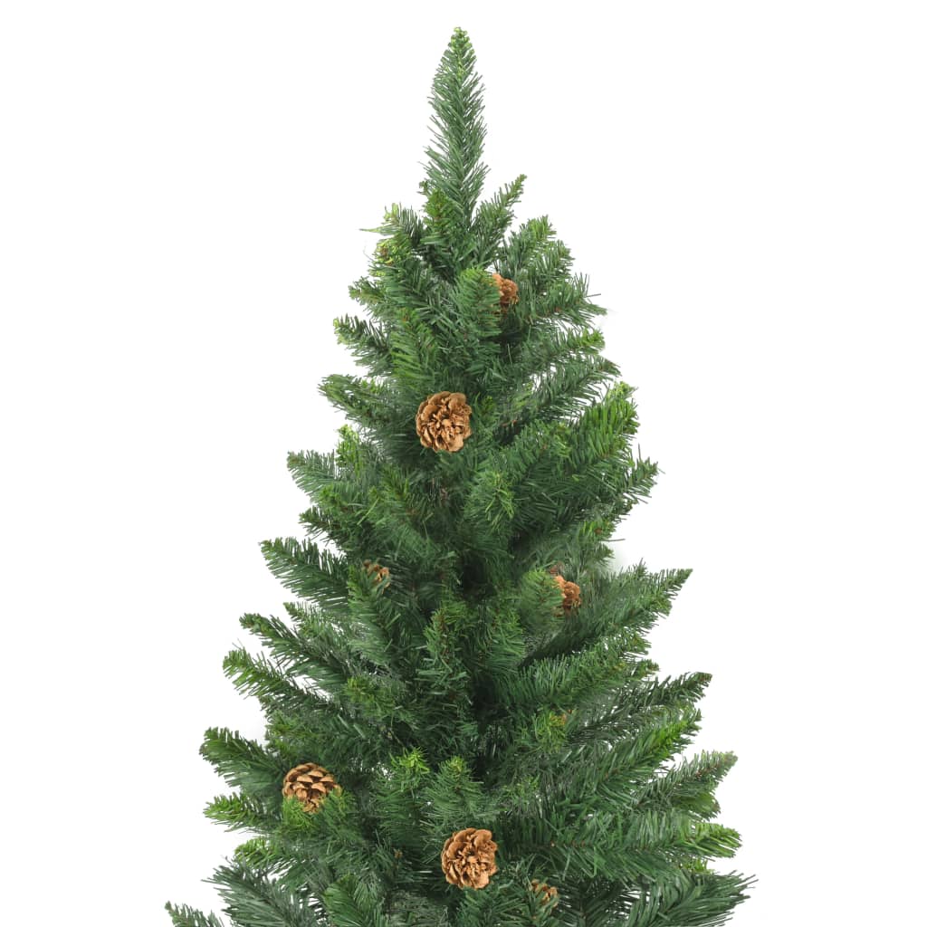 vidaXL Árbol de Navidad artificial iluminado con luces y piñas 210 cm