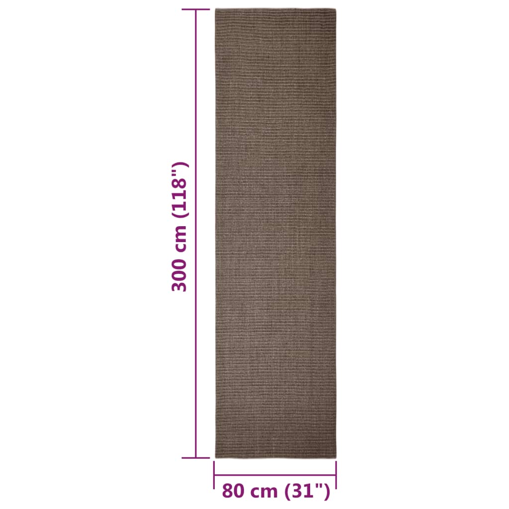 vidaXL Alfombra de sisal natural marrón 80x300 cm