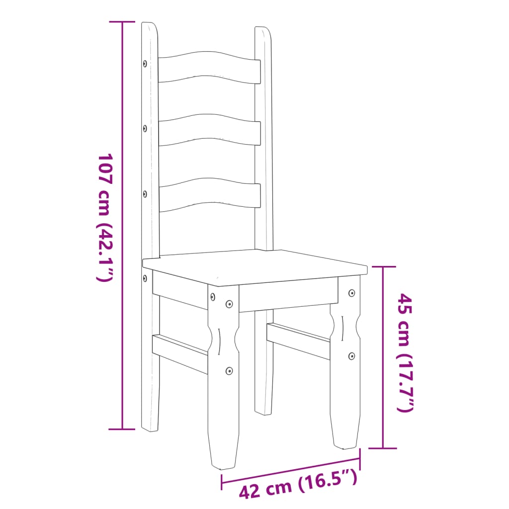 vidaXL Sillas de comedor Corona 2 uds madera pino blanco 42x47x107 cm