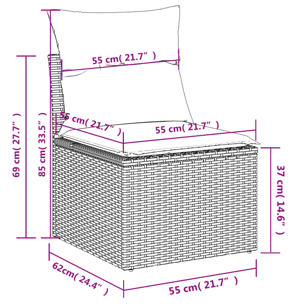 vidaXL Set de muebles de jardín 6 pzas y cojines ratán sintético gris