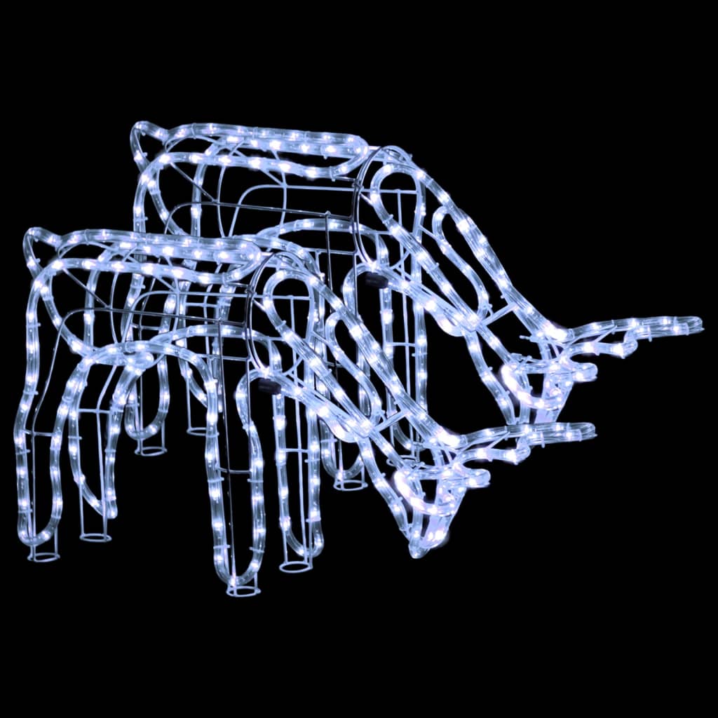 vidaXL Figuras de reno de Navidad 2 uds blanco frío 73x31x45 cm