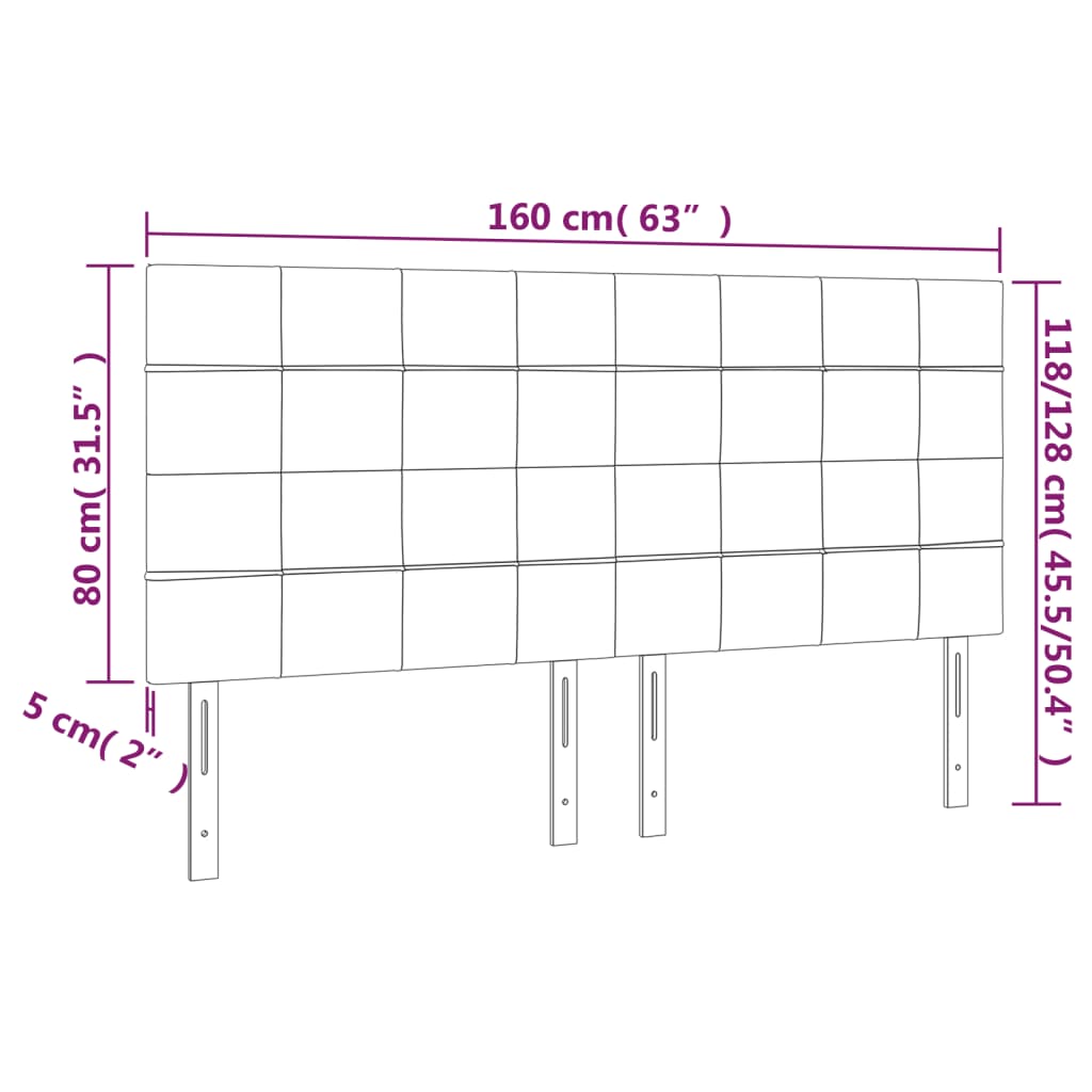 vidaXL Cabeceros 4 unidades de terciopelo negro 80x5x78/88 cm