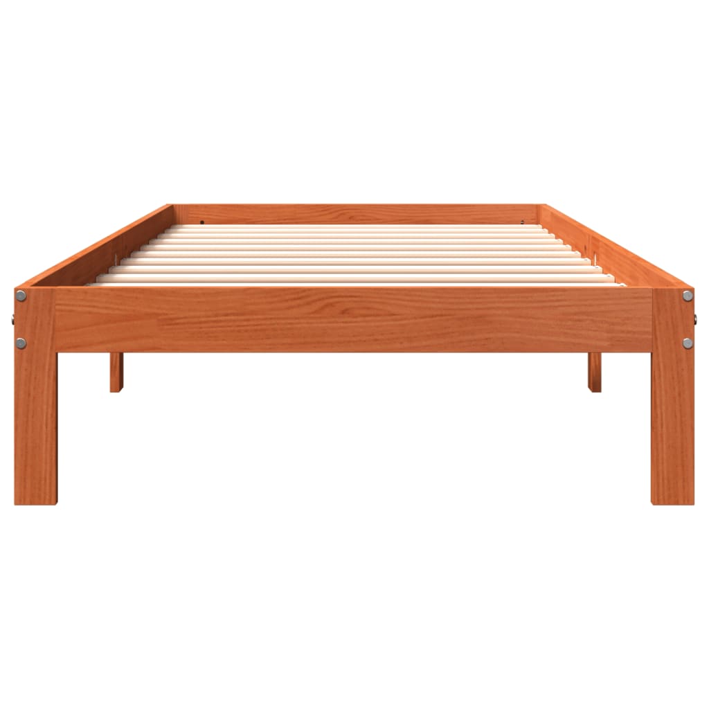 vidaXL Cama sin colchón madera maciza de pino marrón cera 100x200 cm