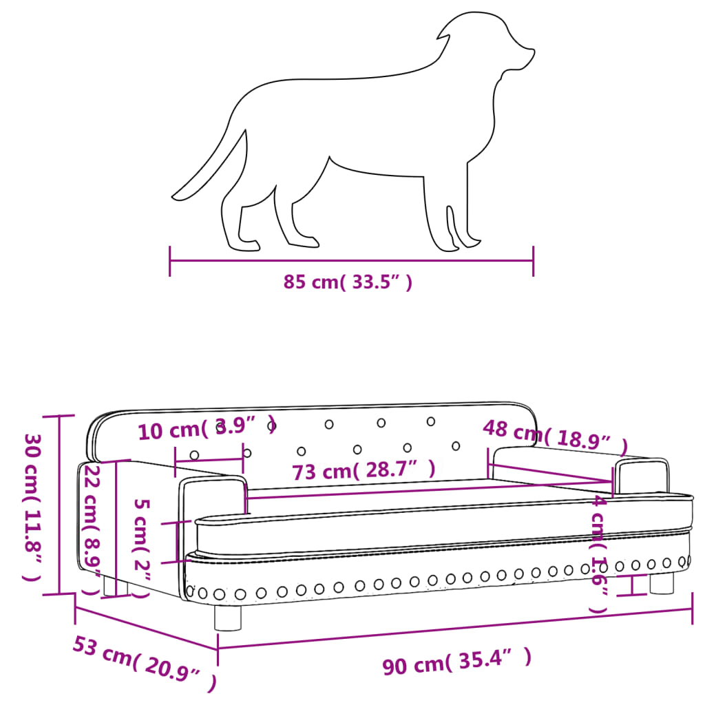 vidaXL Cama para perros de terciopelo gris oscuro 90x53x30 cm