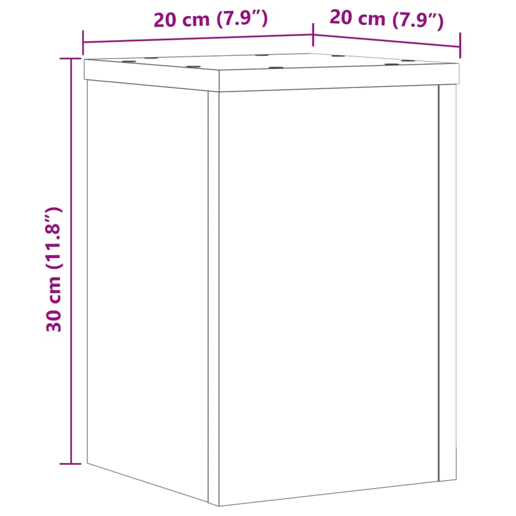 vidaXL Soportes de plantas 2 uds madera ingeniería blanco 20x20x30 cm