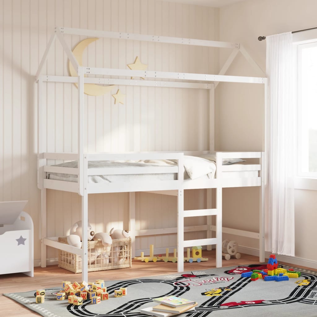 vidaXL Techo de cama infantil madera maciza blanco 207x80,5x151,5 cm