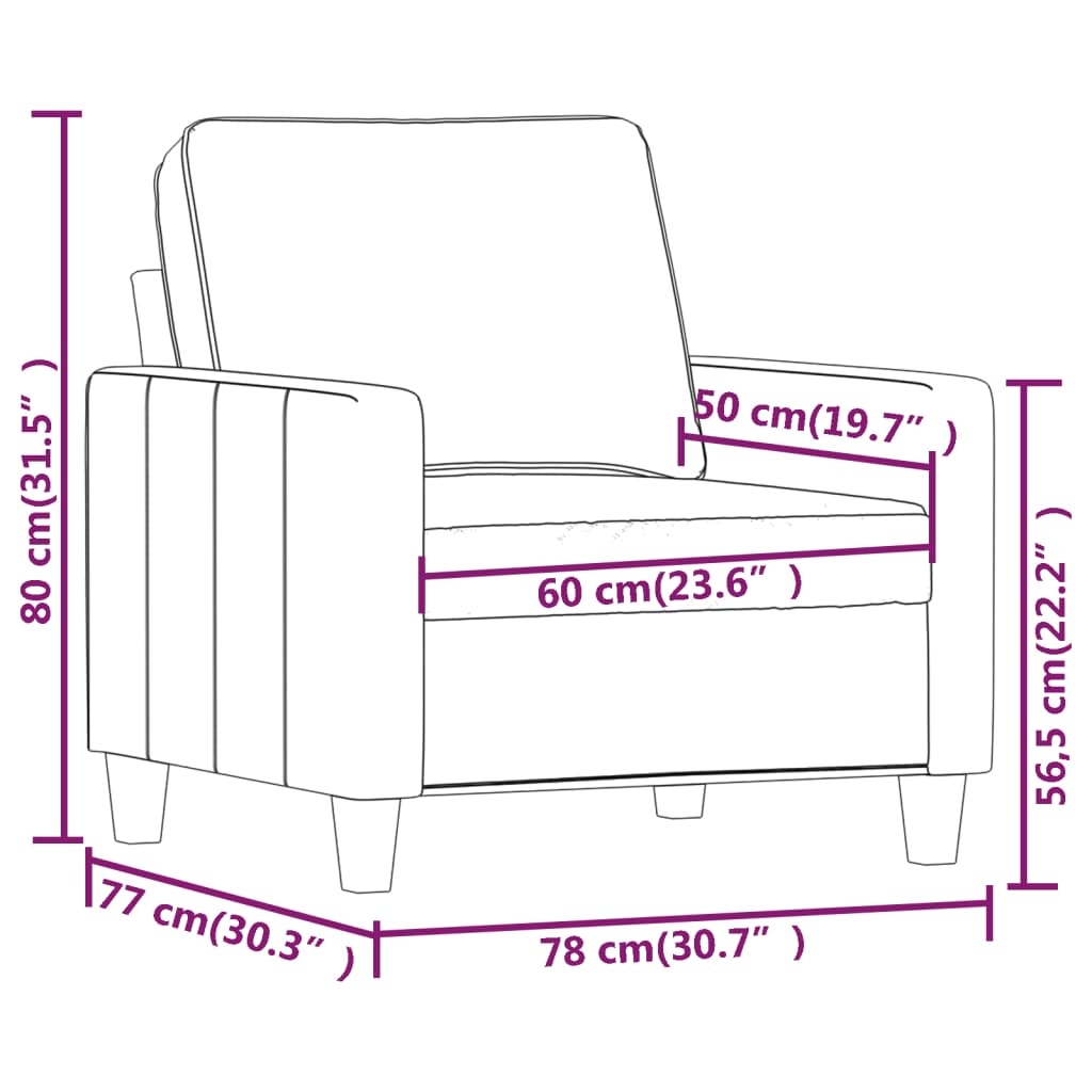 vidaXL Sillón de tela gris oscuro 60 cm