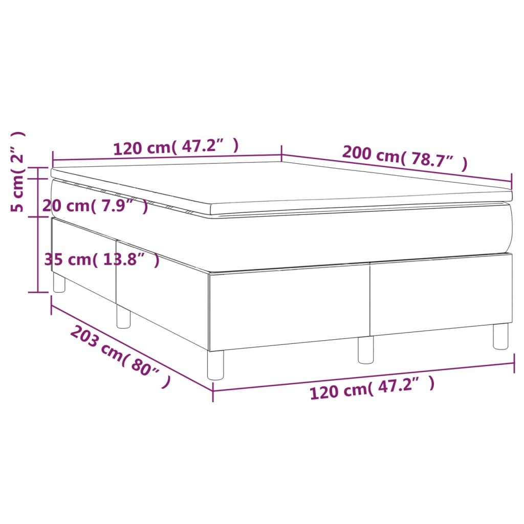 vidaXL Cama box spring con colchón tela color crema 120x200 cm