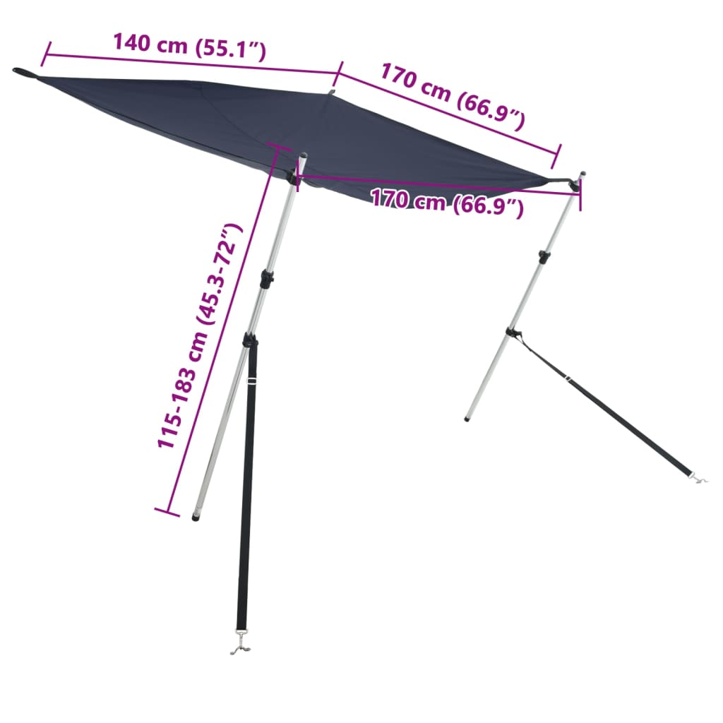 vidaXL Toldo T-Top extensión azul 170x170x(115-183) cm