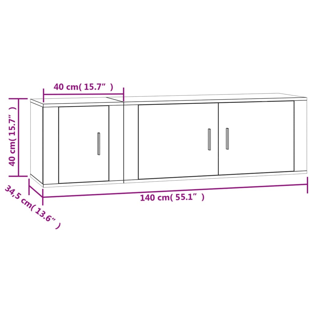 vidaXL Set de muebles de TV 2 pzas madera contrachapada blanco brillo