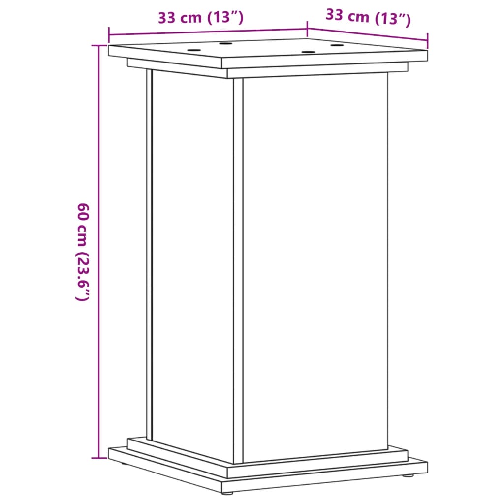 vidaXL Soportes de plantas madera ingeniería roble ahumado 33x33x60 cm