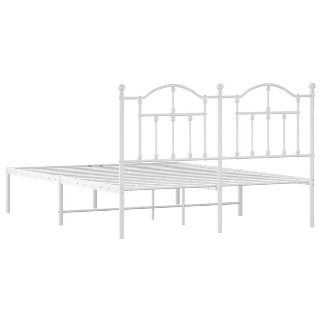 vidaXL Estructura de cama de metal con cabecero blanca 140x190 cm