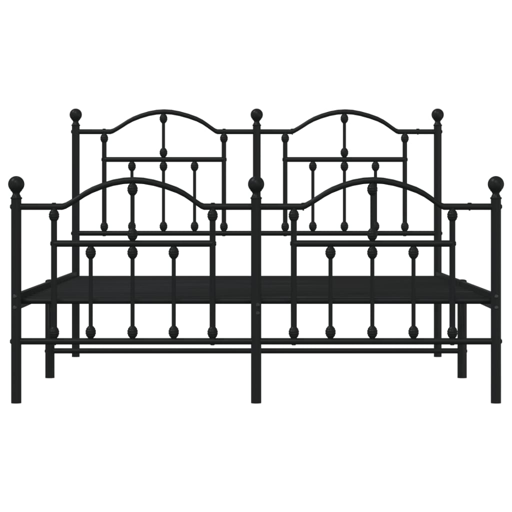 vidaXL Estructura de cama cabecero y estribo metal negro 140x200 cm