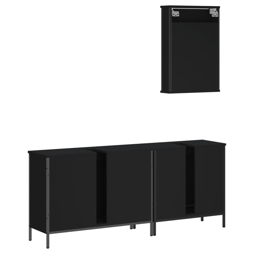 vidaXL Juego de muebles de baño 3 pzas madera contrachapada negro