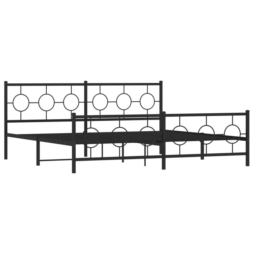 vidaXL Estructura cama sin colchón con estribo metal negro 200x200 cm