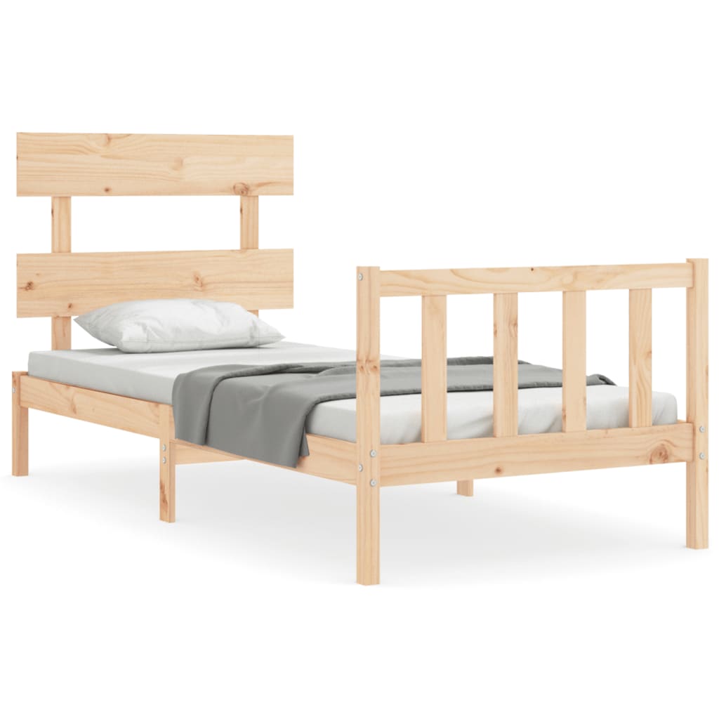 vidaXL Estructura de cama con cabecero madera maciza 100x200 cm