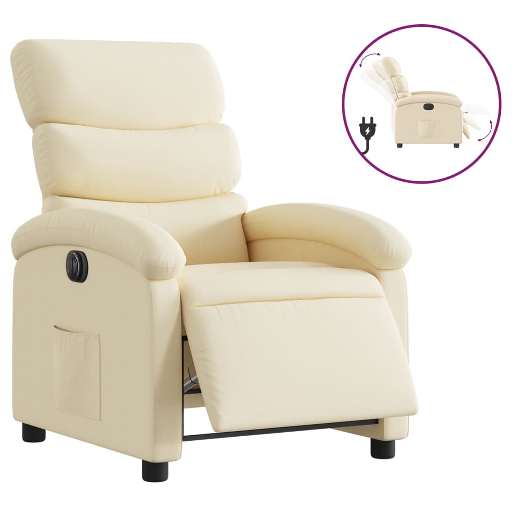 vidaXL Sillón reclinable eléctrico de tela crema