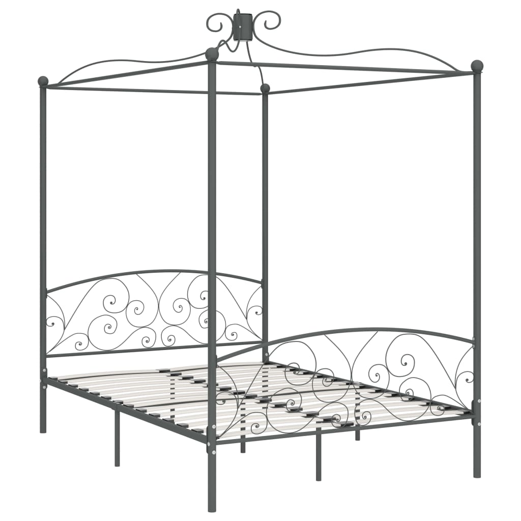 vidaXL Estructura cama con dosel sin colchón metal gris 140x200 cm