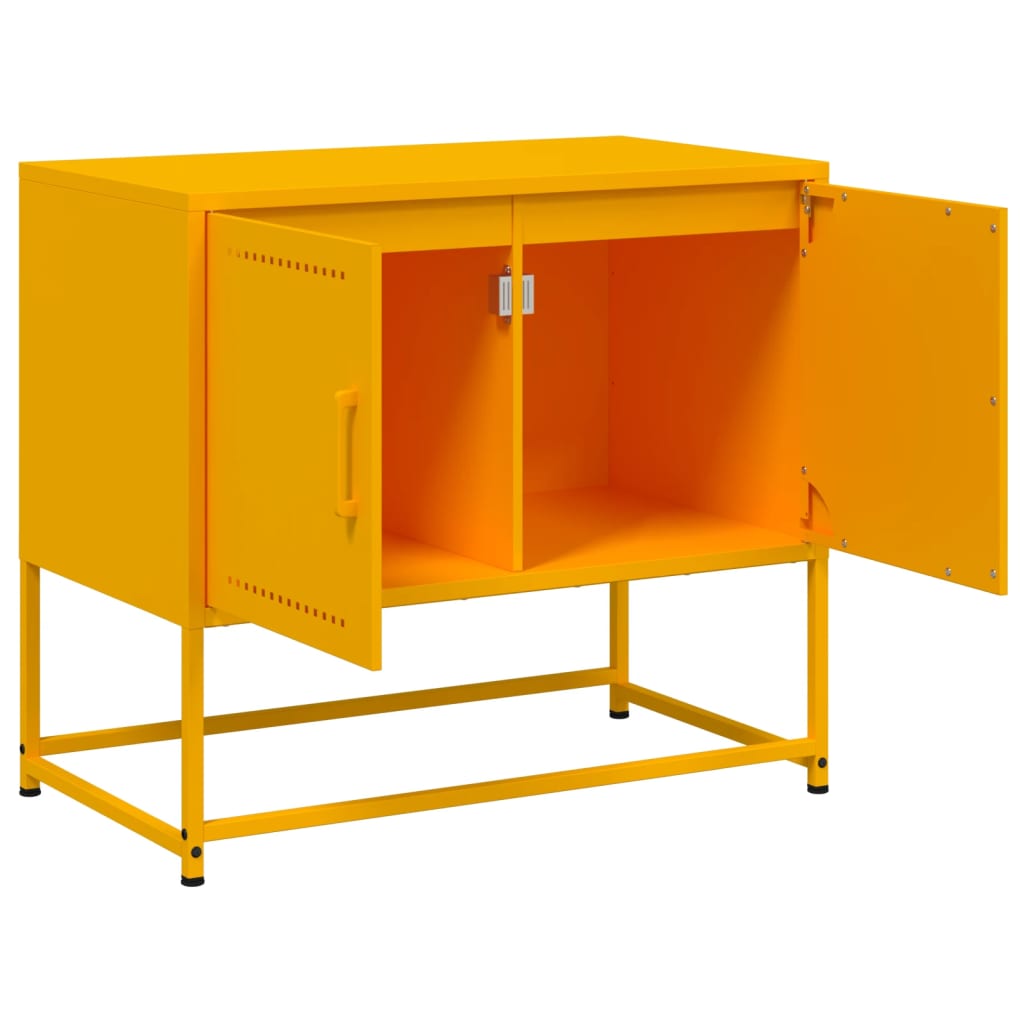 vidaXL Mueble para TV de acero amarillo mostaza 68,5x39x60,5 cm