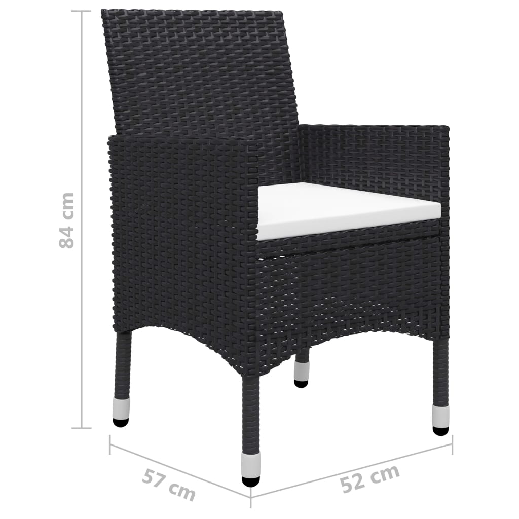 vidaXL Juego de comedor de jardín de 7 piezas negro