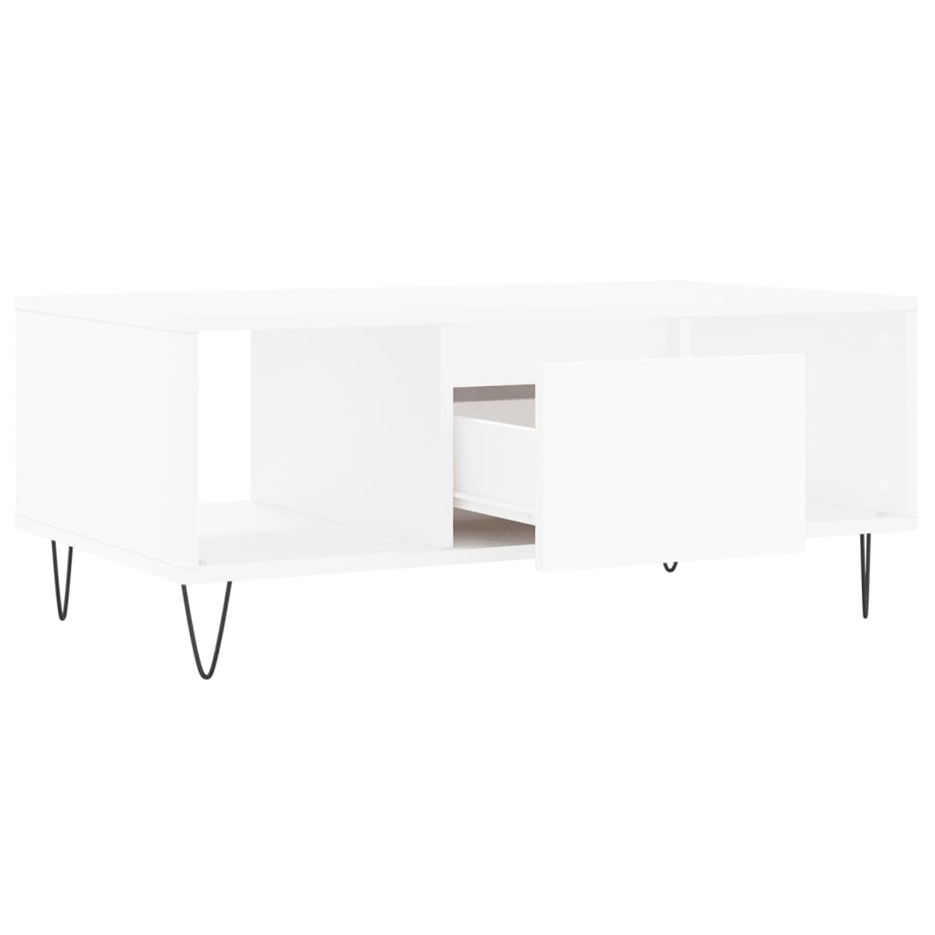 vidaXL Mesa de centro madera contrachapada blanco 90x50x36,5 cm