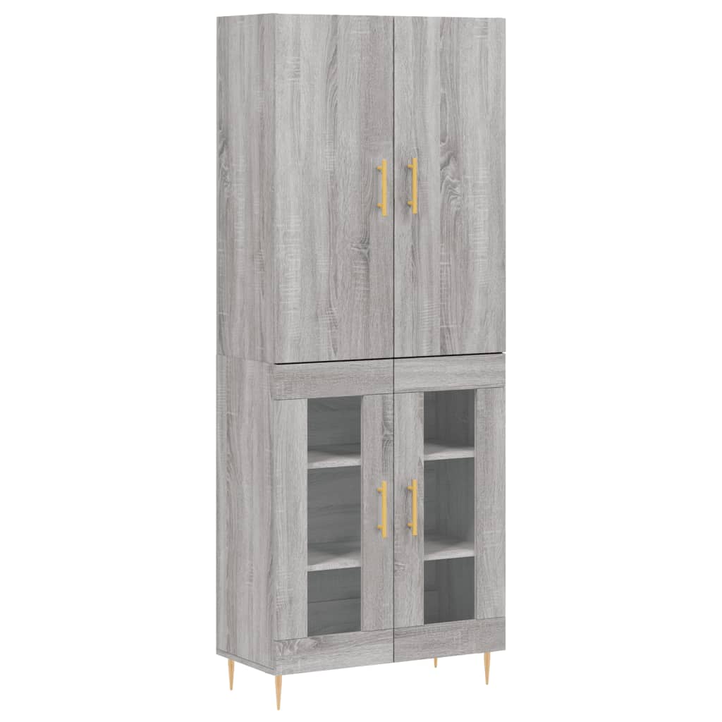 vidaXL Aparador alto madera contrachapada gris sonoma 69,5x34x180 cm