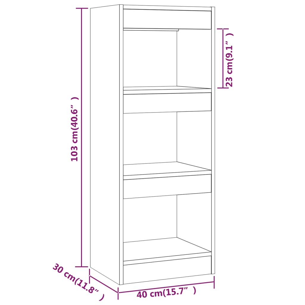 vidaXL Estantería/divisor madera de ingeniería negro 40x30x103 cm