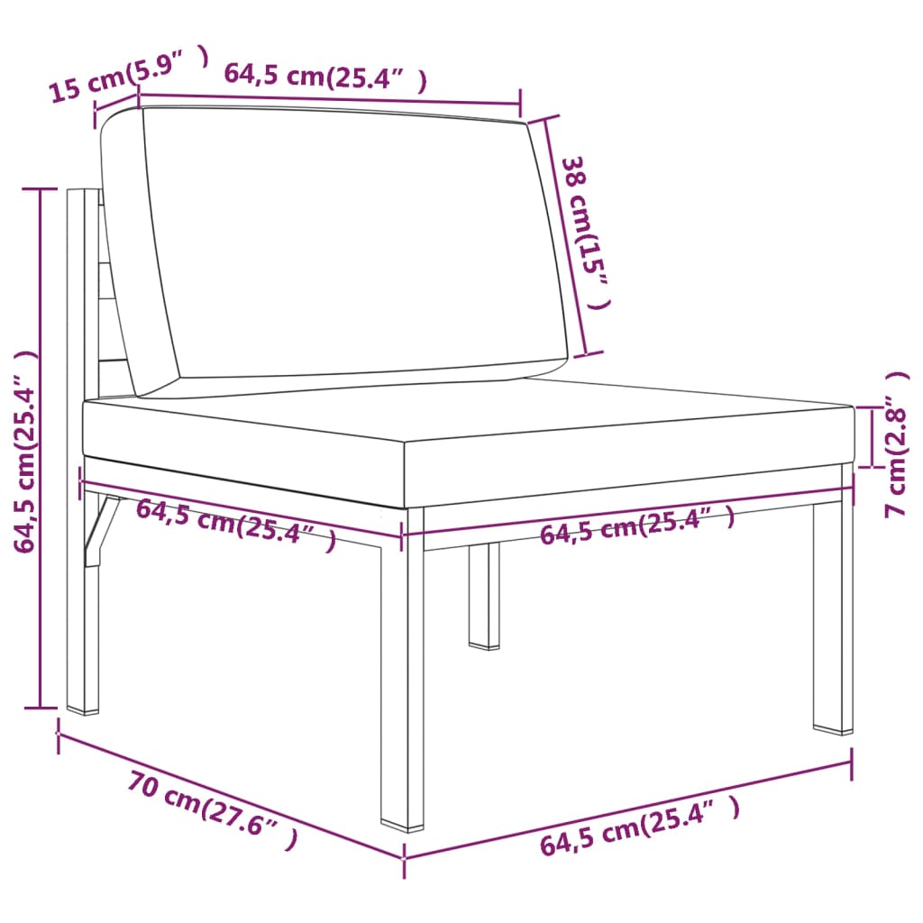 vidaXL Set muebles de jardín 11 pzas y cojines aluminio gris antracita