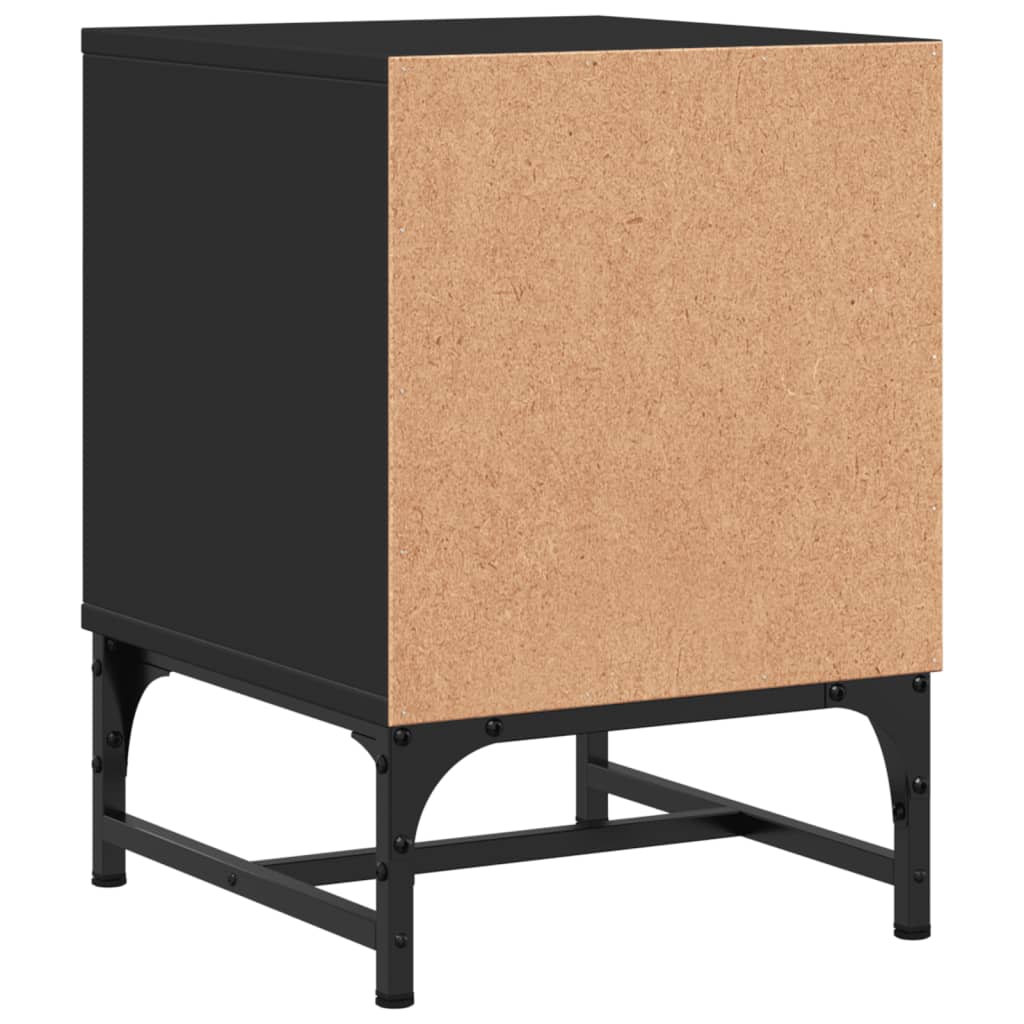 vidaXL Mesitas de noche con puertas de vidrio 2 uds negro 35x37x50 cm