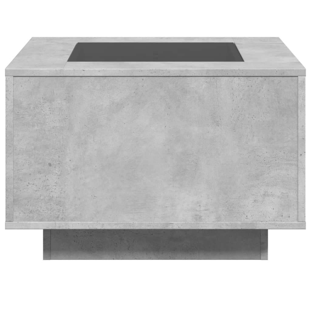 vidaXL Mesa de centro y LED madera ingeniería gris hormigón 60x60x40cm