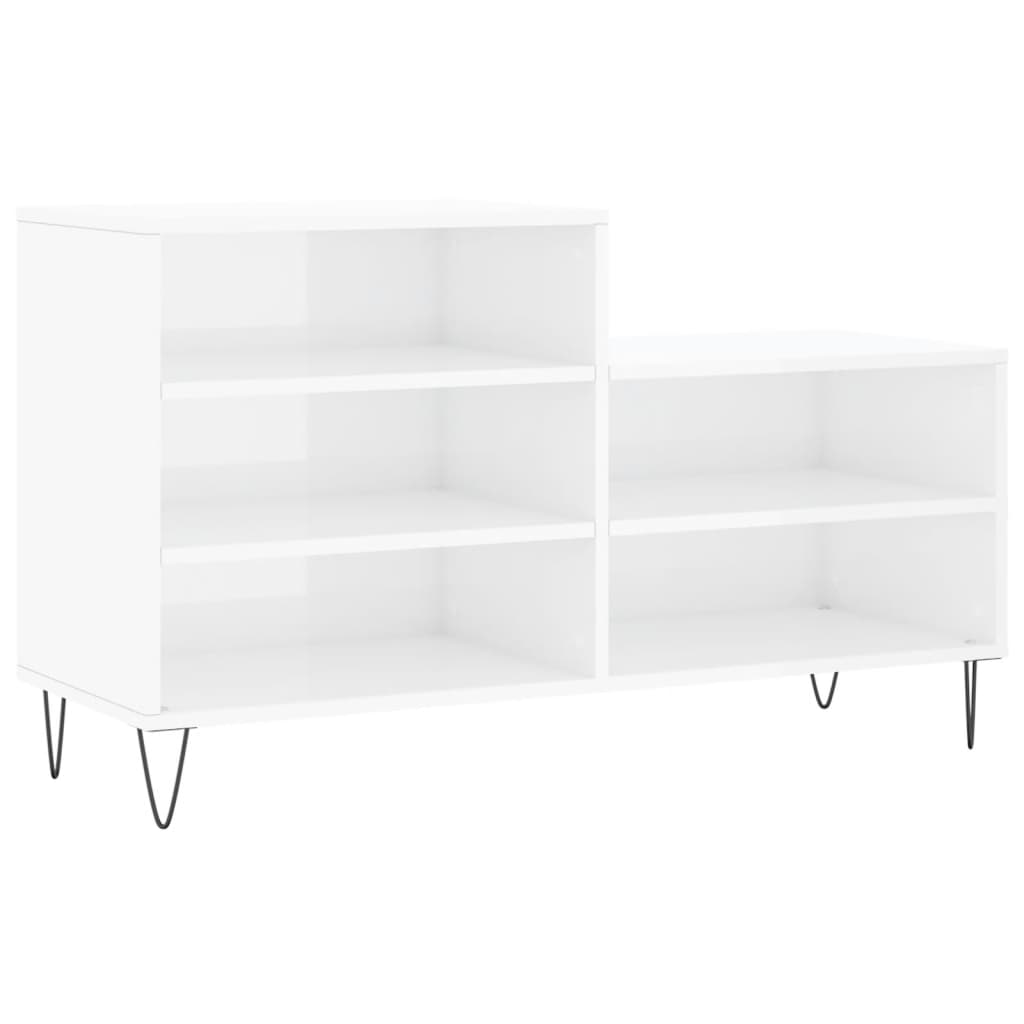 vidaXL Mueble zapatero madera contrachapada blanco brillo 102x36x60 cm