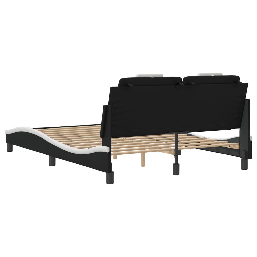 vidaXL Estructura cama con LED cuero sintético negro blanco 120x200 cm