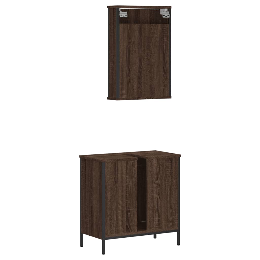 vidaXL Set de muebles baño 2 pzas madera contrachapada marrón roble