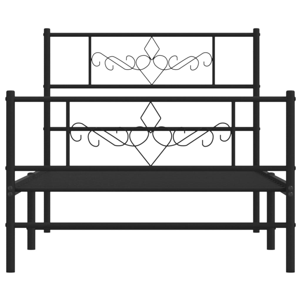 vidaXL Estructura cama sin colchón con estribo metal negro 100x190 cm