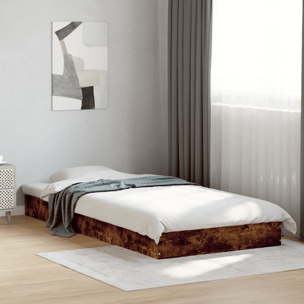 vidaXL Estructura cama sin colchón madera roble ahumado 75x190 cm