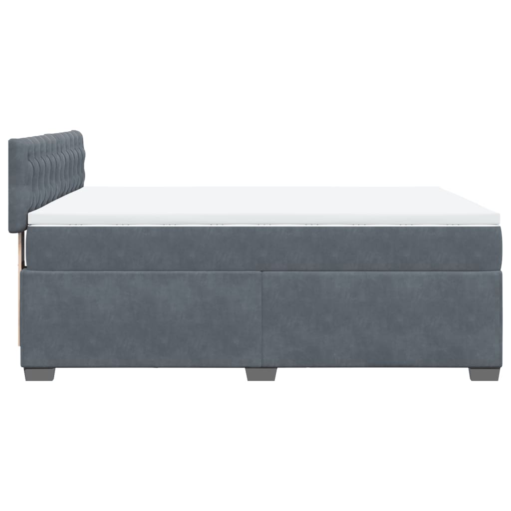 vidaXL Cama box spring con colchón terciopelo gris oscuro 140x200 cm