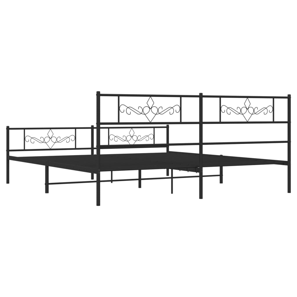 vidaXL Estructura cama sin colchón con estribo metal negro 193x203 cm