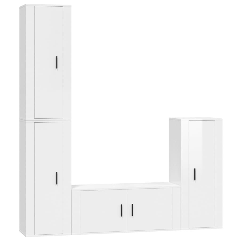 vidaXL Set de muebles de TV 4 pzas madera contrachapada blanco brillo