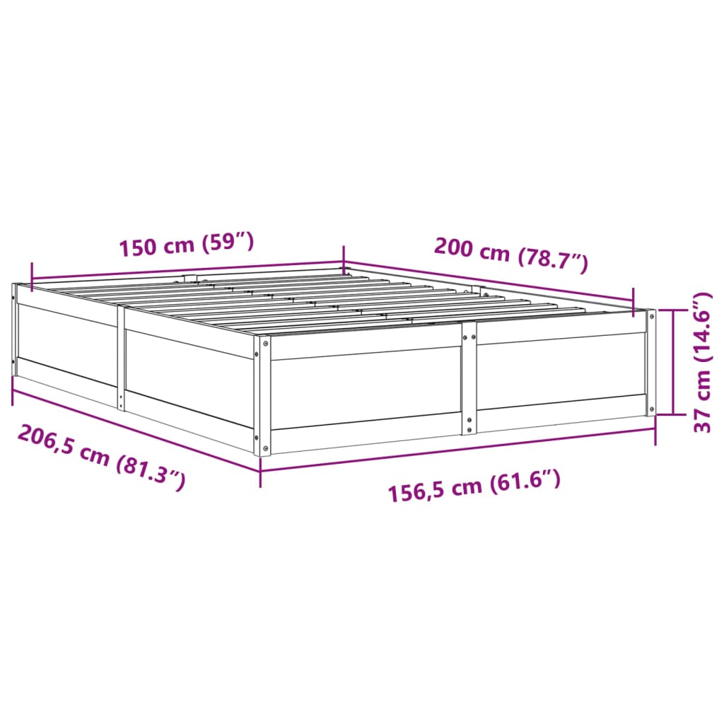 vidaXL Estructura de cama sin colchón madera de pino blanco 150x200 cm