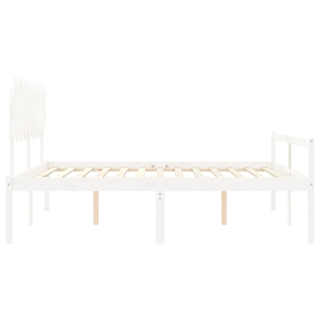 vidaXL Cama matrimonio personas mayores cabecero madera maciza blanco