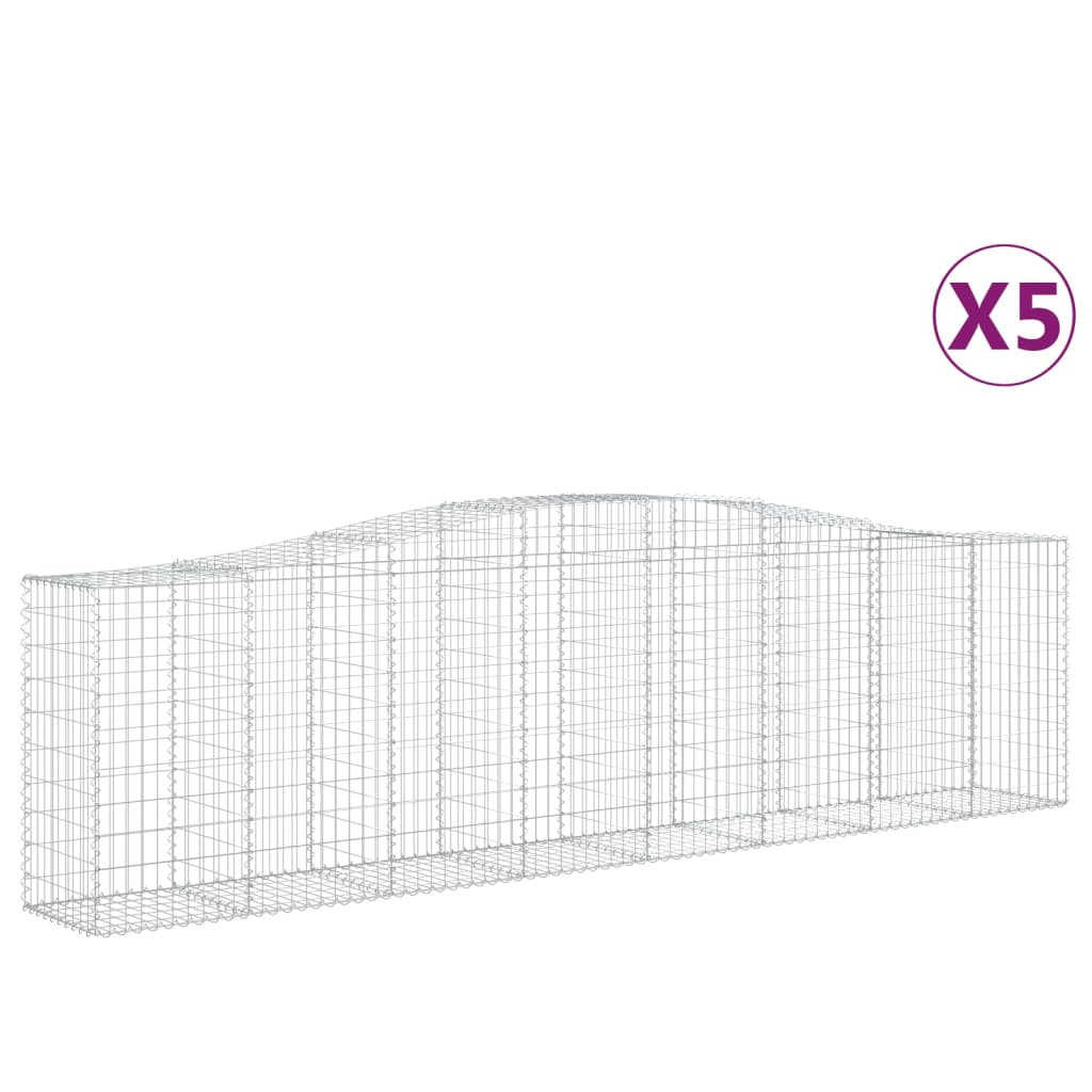 vidaXL Cestas de gaviones 5 uds forma de arco hierro 400x50x100/120 cm