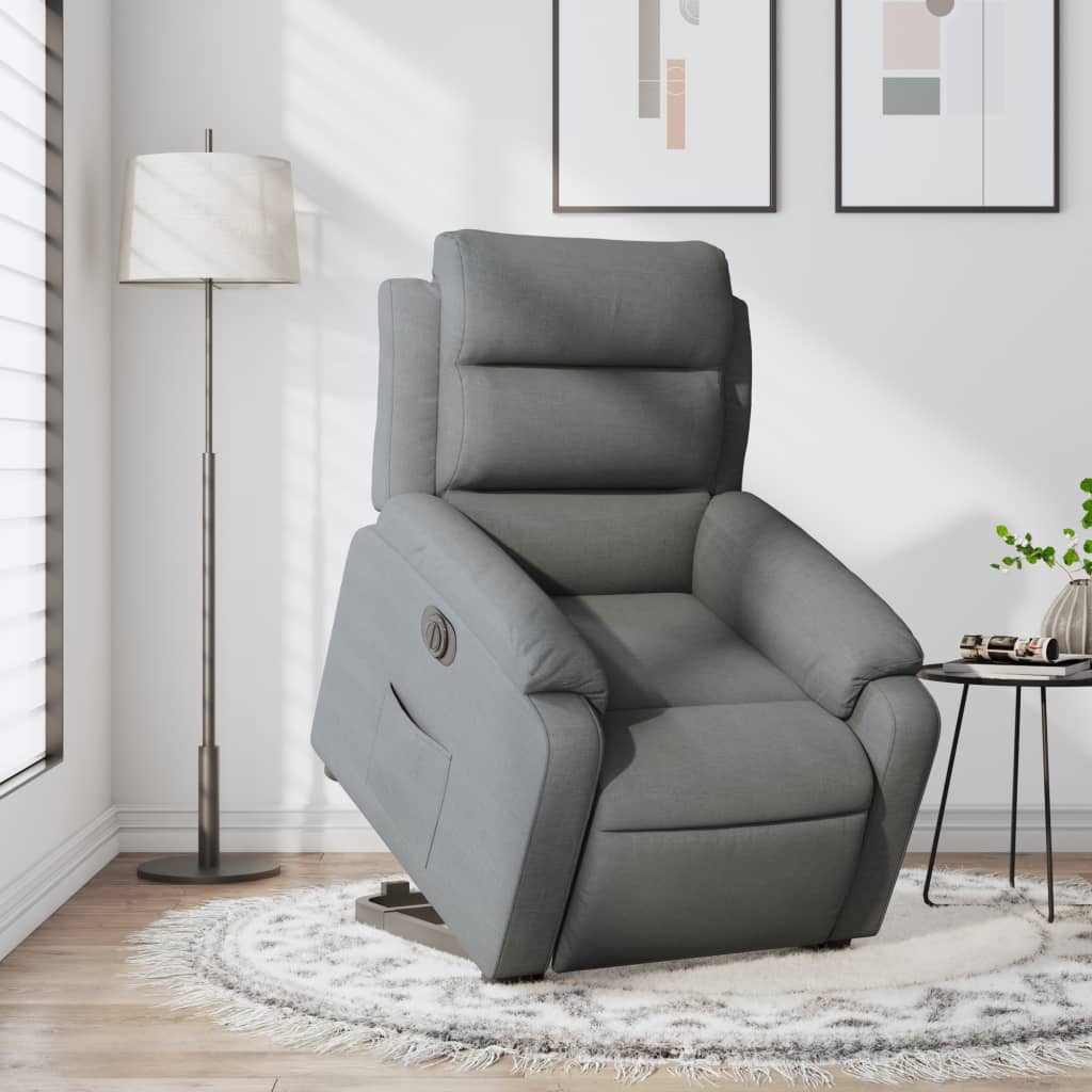 vidaXL Sillón eléctrico reclinable elevable de tela gris oscuro