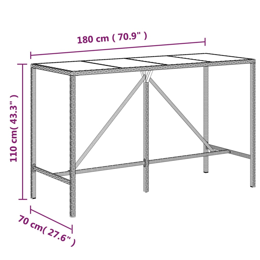 vidaXL Mesa bar y taburetes jardín 9 pzas madera acacia ratán PE negro