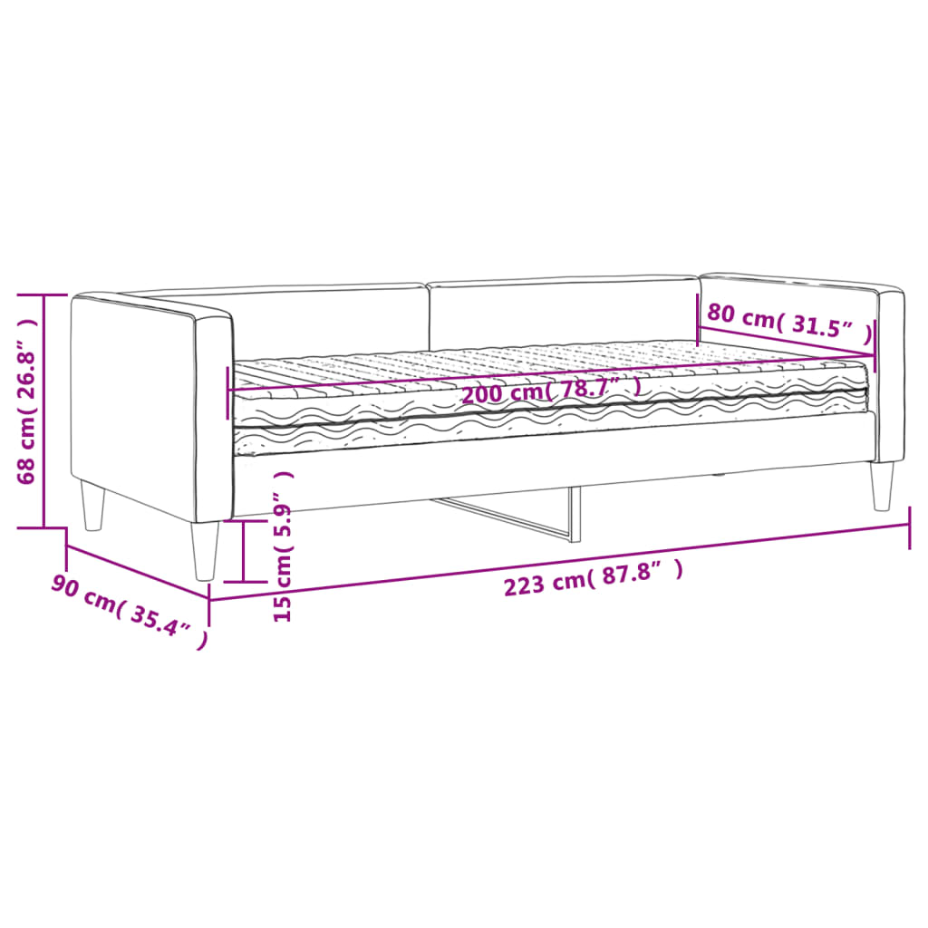 vidaXL Sofá cama con colchón tela gris oscuro 80x200 cm