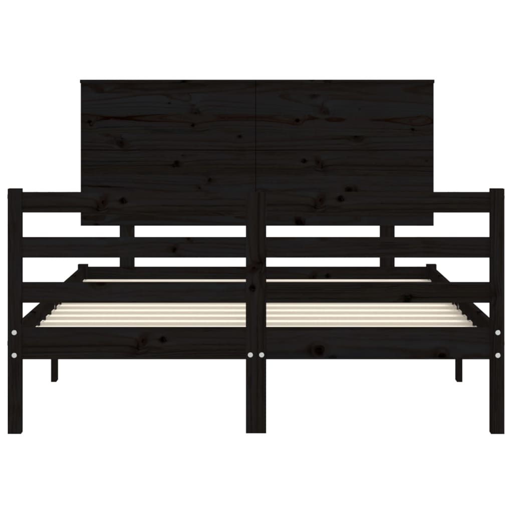 vidaXL Estructura de cama con cabecero madera maciza negro 120x200 cm