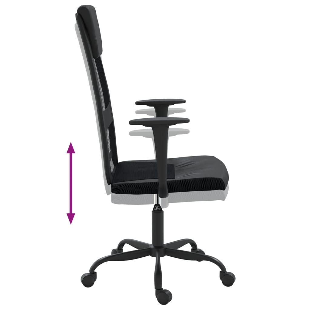 vidaXL Silla de oficina altura ajustable tela malla y cuero PE negro