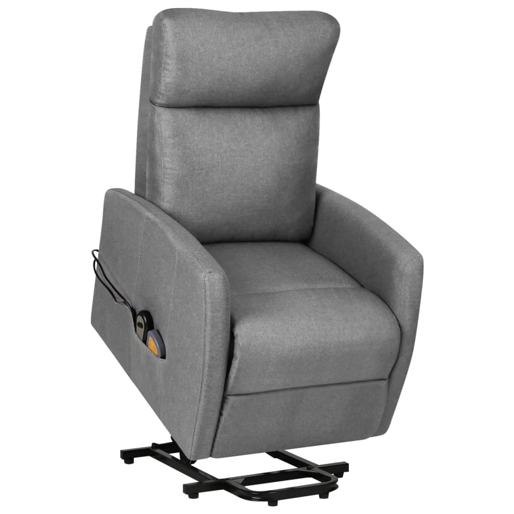 vidaXL Sillón de masaje elevable tela gris claro