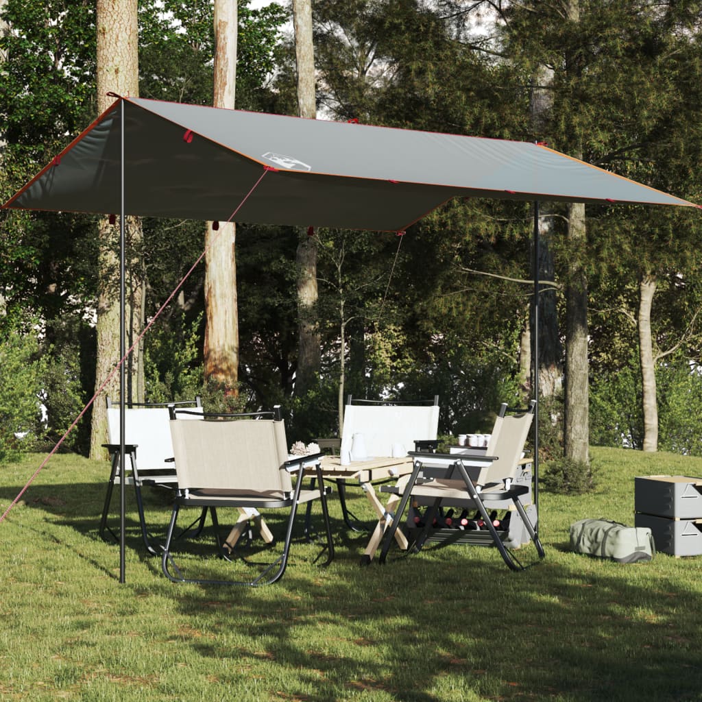 vidaXL Lona de camping impermeable gris y naranja 360x294 cm