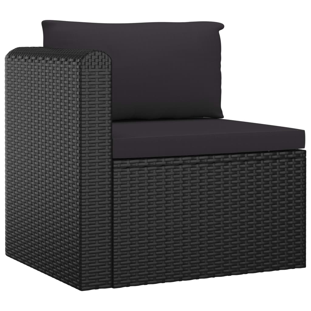 vidaXL Set muebles de jardín 8 piezas y cojines ratán sintético negro